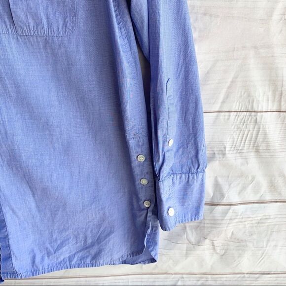 J. Crew End-on-End Long Sleeve Cotton Blue Button Down Workshirt - Picture 4 of 8